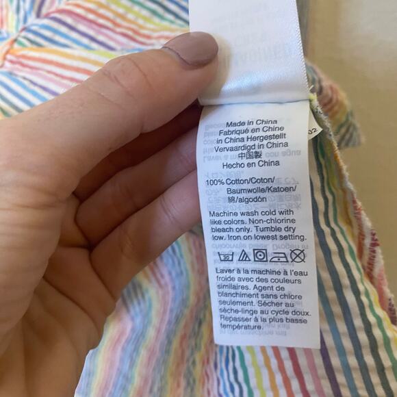 J Crew Seersucker Gauzy Cotton Rainbow Striped Blouse Size 4 - Picture 5 of 5